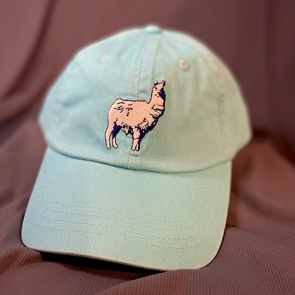 Llama baseball hat teal llamas don’t spit alpaca
